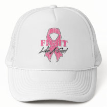 Trendy Distressed Breast Cancer Fight Like A Girl Trucker Hat