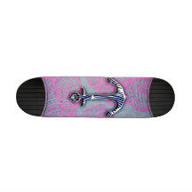 Trendy Floral Paper Blue and Purple Anchor Skateboards