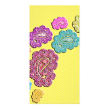 Trendy floral pastel polka dot paisley customized photo card