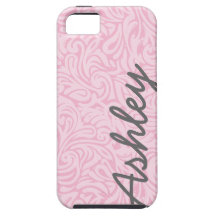 Trendy Floral Pattern with name - pink and grey