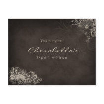 Trendy Floral Postcard Invitation Beige
