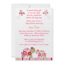 Trendy Girl Turtle Baby Shower Invitations