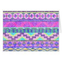 Trendy Girly Pink Green Tribal Pattern Greeting Card