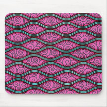 Trendy Girly Wavy Swirly Pink Abstract Mousepad