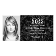 Trendy Grunge Black Graduation Announcement Personalized Photo Card