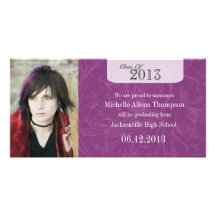 Trendy Grunge Purple Graduation Announcement Picture Card