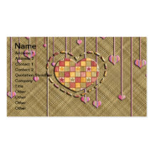 Trendy Heart on Basket Weave Business Card Template