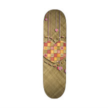Trendy Heart on Basket Weave Custom Skateboard
