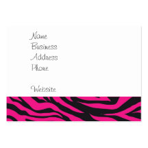 Trendy Hot Pink Fuchsia Black Zebra Stripes Print Business Card Templates
