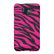 Trendy Hot Pink Fuchsia Black Zebra Stripes Print Samsung Galaxy S2 Cover