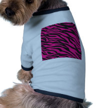 Trendy Hot Pink Fuchsia Black Zebra Stripes Print Pet T-shirt