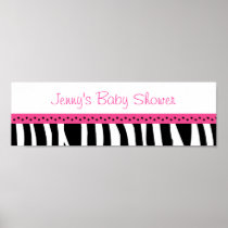 Trendy Hot Pink Zebra Print Banner Sign