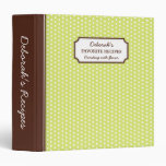 Trendy lime green polka dots personalized recipe 3 ring binders