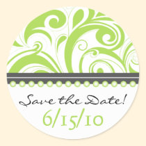 Trendy Lime Swirlies Save the Date Sticker stickers