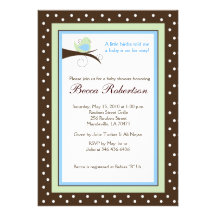 Trendy Little Birdie Baby Shower 5x7 Invitation
