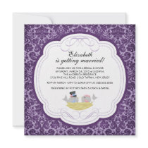 Trendy Love Birds Bridal Shower Invitation Purple