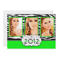 Trendy Modern Zebra Striped Graduation Invitation