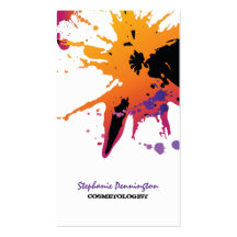 Trendy paint splatter cosmetolgist business card