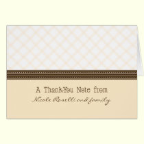 Trendy Peach Plaid Photo (inside) Thank You Card cards