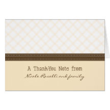 Trendy Peach Plaid Photo (inside) Thank You Card