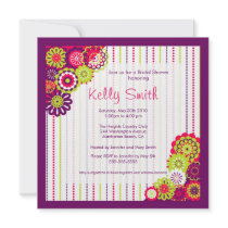 Trendy Pink and Purple flower Bridal Shower Invite