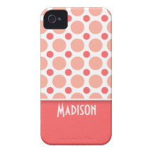 Trendy Pink & Coral Polka Dots iPhone 4 Case-Mate Case