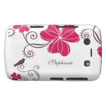 Trendy pink flowers and bird blackberry bold case