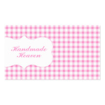 Trendy Pink Gingham Business Card Template
