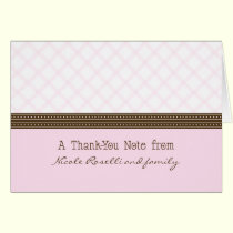Trendy Pink Plaid Photo (inside) Thank You Card cards