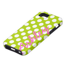 Trendy Polka Dot Pattern with name - green pink