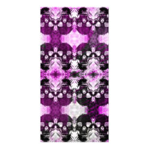 Trendy Purple Graphic Skull Photo Card Template