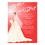 Trendy Red BRUNETTE Bride Bridal Shower Invite