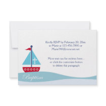 Trendy Sailboat Baptism RSVP Enclosure Cards Invitations