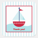 Trendy Sailboat Square Favour Stickers (6 Large) stickers
