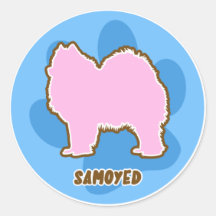 Trendy Samoyed Round Stickers