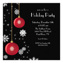 Trendy Snowflake Ornament Holiday Party Invitation