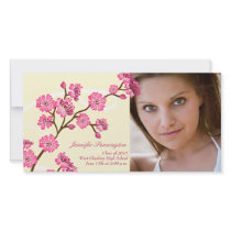 Trendy stylish cherry blossom graduation photocard