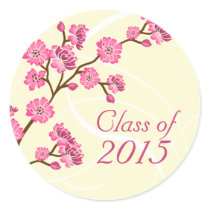 Trendy stylish cherry blossom graduation stickers