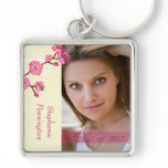 Trendy stylish cherry blossom photo graduation key chain