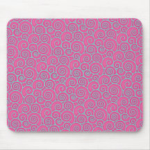 Trendy Swirly Pastel Pink and Blue Abstract Mouse Pad