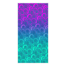 Trendy Swirly Wavy Teal and Bright PInk Abstract Photo Card