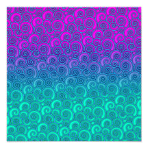 Trendy Swirly Wavy Teal and Bright PInk Abstract Photo Print
