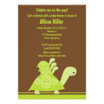 Trendy Turtle Triplets Baby Shower Invitation
