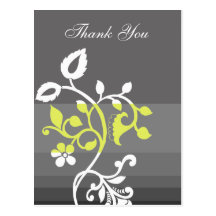 trendy  yellow grey ThankYou Cards Post Cards