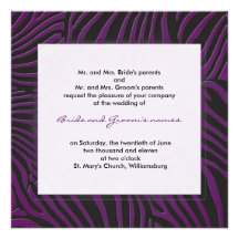 Trendy zebra - Purple Custom Invitation