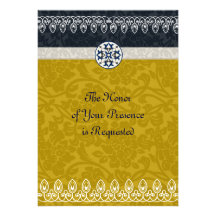 Tri-Colour Brocade Wedding Invitation
