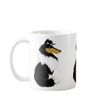 Tri-colour Rough Collie Cartoon Mug