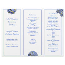 Tri-fold, Blue Hydrangea DIY Ceremony Program Customized Letterhead