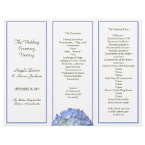 Tri-fold, Blue Hydrangea Wedding Program Letterhead Design