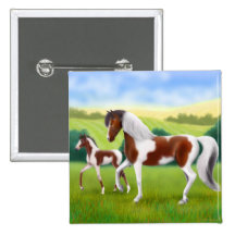 Tri Paint Mare and Foal Pin
